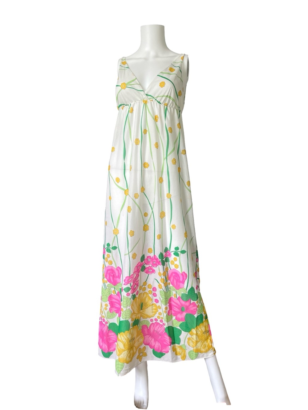 Vintage Lorraine Maxi Slip Dress Nightgown Sheer Floral Cottagecore Size Small - Picture 8 of 8